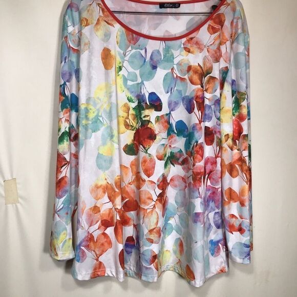 2 Lily by Firmiana Tunic Blouse Womens 4xL Blue Floral Longer Length Career Boho - Picture 5 of 10